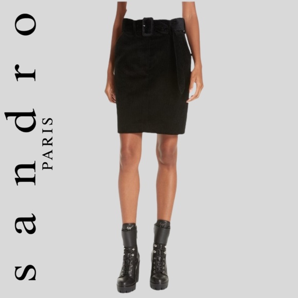 Sandro Paris Belted Corduroy Mini Skirt - Picture 1 of 12